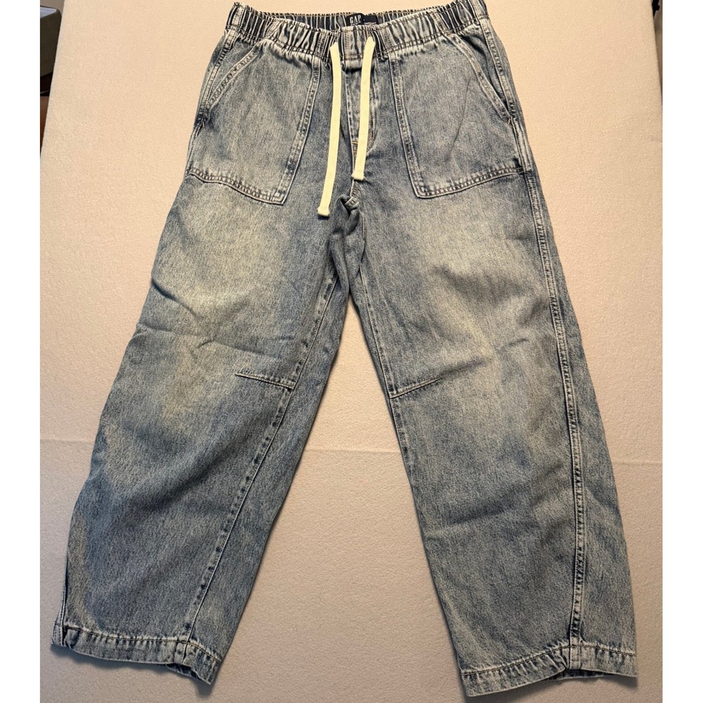 Gap Supersoft Pull-On Barrel Jeans Light Wash Denim Women Size M